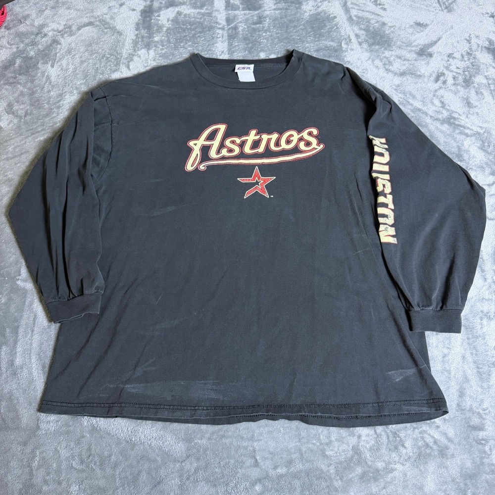 Vintage CSA Houston Astros Long Sleeve Shirt Mens XL Black MLB Baseball Graphic